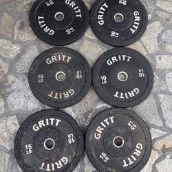 15lb and 10b Set of 6 Heavy Duty Bumper GRITT CRUMB Weight PLATES