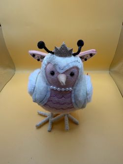 Decorative Felt Owl Figurine with Crown
