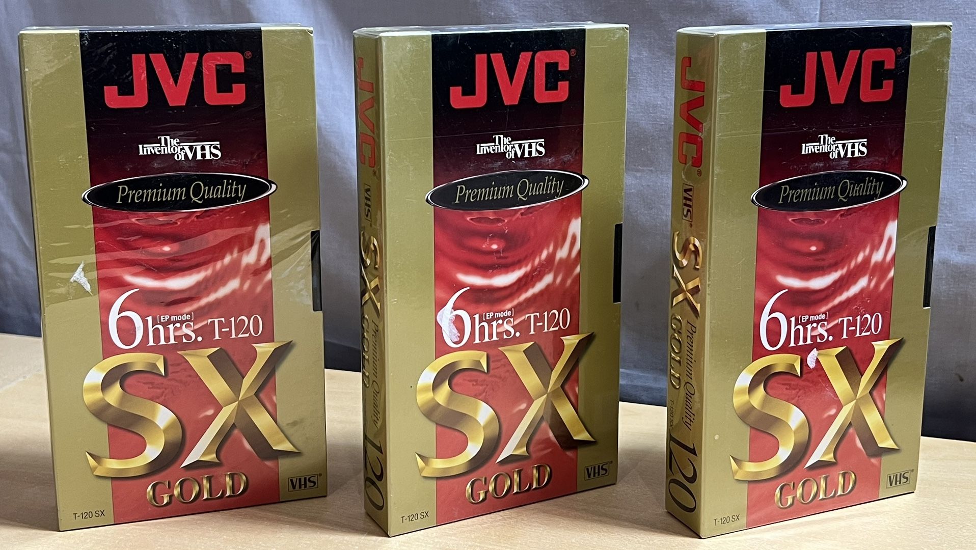 Lot of 3 JVC T-120 SX GOLD Premium Quality Blank 6-hrs VHS Video Tapes