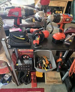 TOOLS drills, pressure washer, 6" Black & Decker Elecrtic Saw Etc
