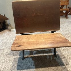 Vintage School Desk With Pencil Groove