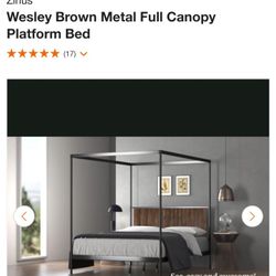 Zinus -Wesley Brown Metal Full Canopy Platform Bed