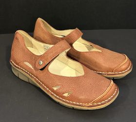 Wolky Bering (8382)Leather Comfort Walking Mary Jane Shoes Cognac EU 39 US 8/8.5