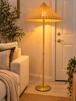 Boho Rattan Floor Lamp – Beautiful & Works Great