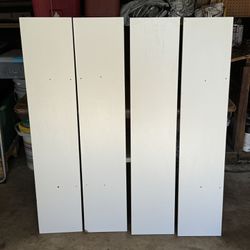 Shelf—White Laminate 48" X10" X 5/8".  4 Shelves with Metal Brackets And Installation Screws.