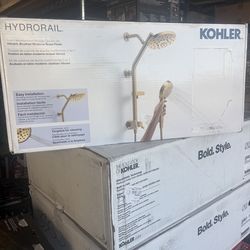 Kohler HydroRail 3-in-1 Multifunction Showerhead and Column Kit. Gold. New