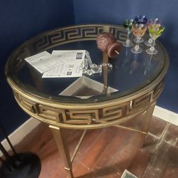Ashton Greek Key Round End Table 