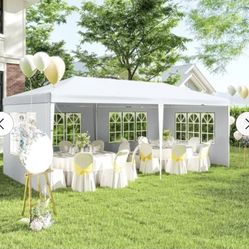 10 ft. x 20 ft. White Wedding Party Canopy Tent Outdoor Gazebo with 6-Removable Sidewalls&venta