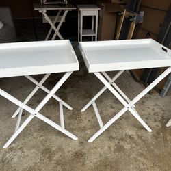 White tray, folding side tables
