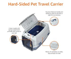 Sturdy Portable 2-Door Top-Load Hard-Sided Pet Travel Carrier with Secure Ventilation, Handle, Front & Top Entry