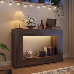 Farmhouse Console Table, 47" Rustic Wood Entryway Sofa Table with Storage