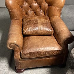 Homestead House Leather Armchair with Matching Pillow