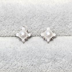 Pearl & White Sapphire Earrings