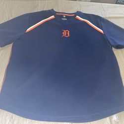 Adult Xl Blue DETROIT TIGERS BASEBALL EMBROIDERED T-SHIRT Solid SHAPE Jersey