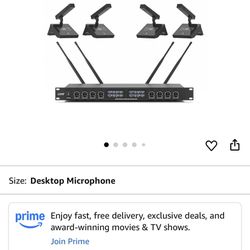 8 Channel Desktop Gooseneck Microphone System Conference Mics Super-Low Background Noise for Large Conferences, Public Speaking