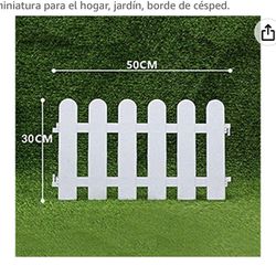 Hicieve - White plastic fence and white plastic accessories, for, wedding decoration, miniature decoration for the home, garden, lawn edge 4 pieces