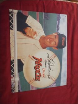 Ted Williams says drink Moxie metal sign