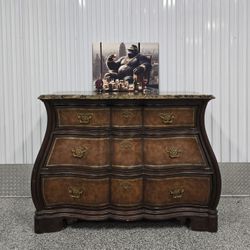 Vintage Bombe-Style Dresser with Marble Top