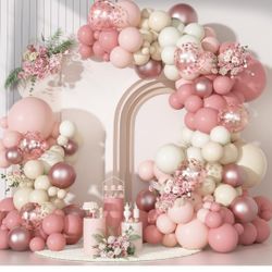 124 Pcs Dusty Pink , Beige Balloon Kit For Garland 
