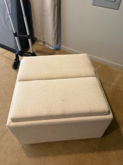Cream Fabric Storage Ottoman