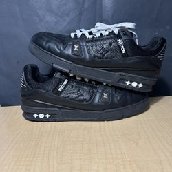 Louis Vuitton Black Leather Monogram Trainers Size 12