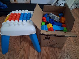 Blocks And  Small Table For Blocks To Build On