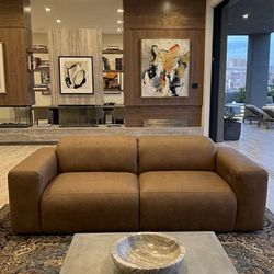 $9k Restoration Hardware Blake Leather 2pc Sofa