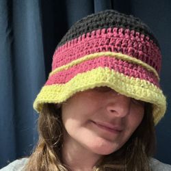 Bucket Hat Handmade Crochet Hat Pink Yellow Black Sun Hat