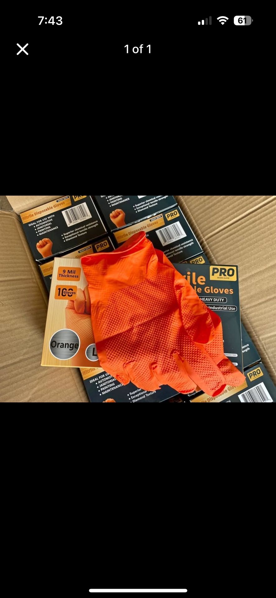 9Mil Nitrile Gloves Orange 1000 Pack