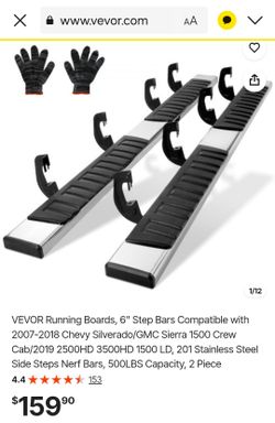 VEVOR 6" Running Boards Step Bars, 2-Piece