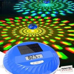 new 2026 Solar Pool Lights with Digital Pool Thermometer,Color Changing Floating Pool Lights that Float IP68 Waterproof,Hangable Solar Powered Floatin