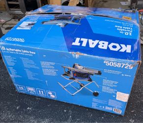 Kobalt TS10601 10” 15A Portable Jobsite Table Saw Gravity Rise Stand NEW