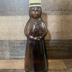 Vintage 1980s Mrs. Butterworth's Brown Amber Glass Syrup Bottle 8 1/2" cap Kerr