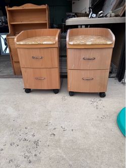 Side Table Nightstand Set with wheels