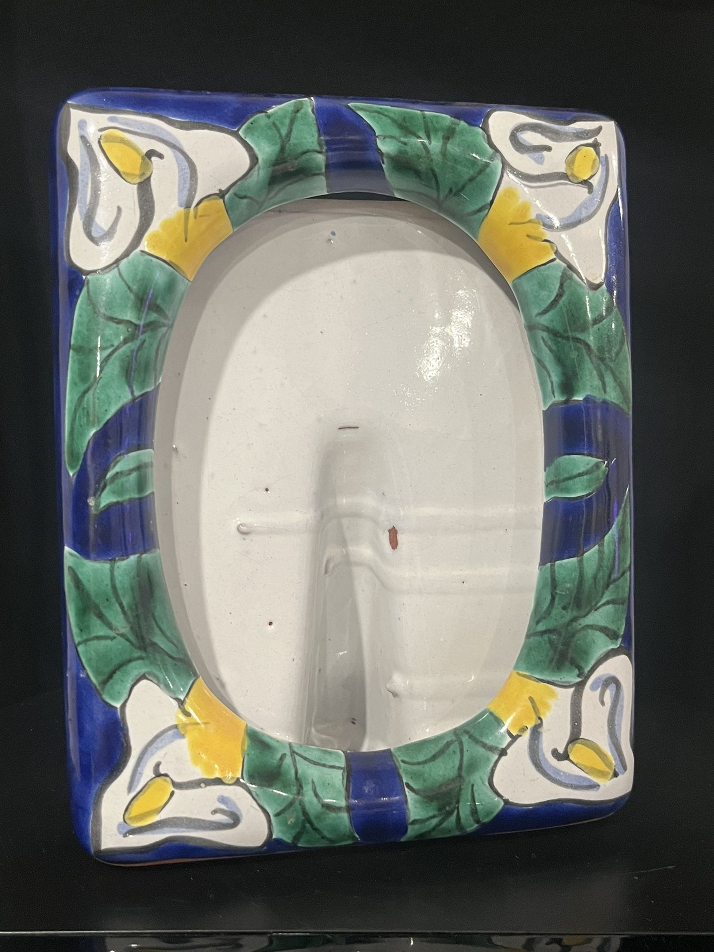 Glazed Mexican Pottery Picture Frame 