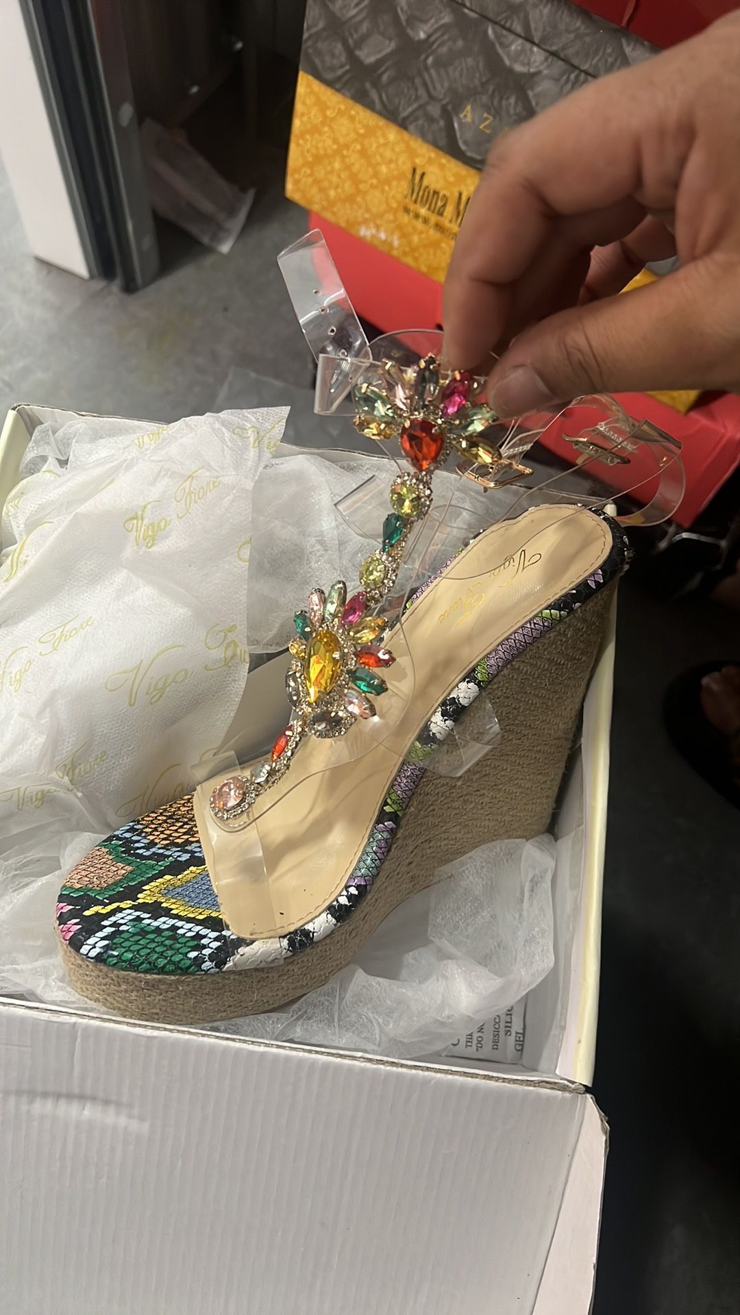 Rhinestone Wedge Espadrille Heel