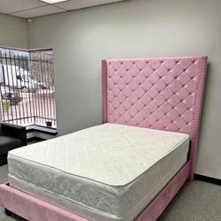 Pink Tufted Queen/King Bed Frame/. Same Day Delivery