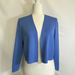 Talbots Solid Blue Open Front Shrug Knit Sweater Women’s Size Large. Cardigan