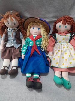 Set of 3 Fabric Rag Dolls