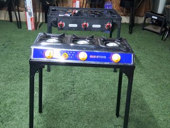 Portable 3 Triple Burners Stove Range Propane Gas Stove W/ Stand Combo