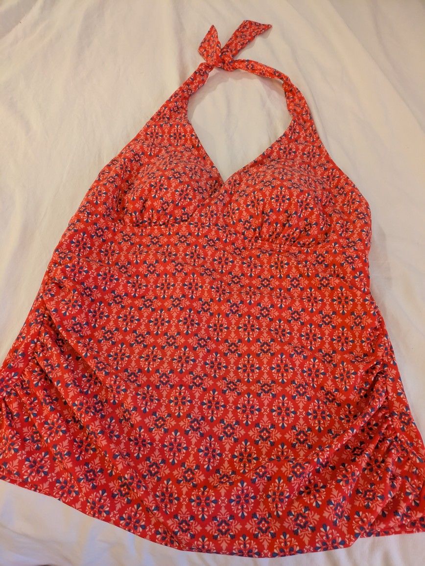 L.L. Bean Print Halter Swim Top Size 12