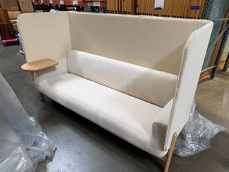 High-Back Privacy Sofa with Wood Side Table