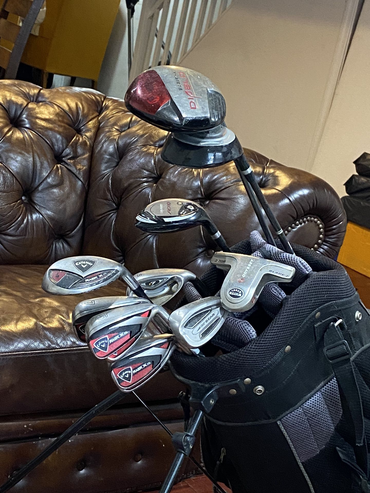 12 Clubs Total Set of 7 Callaway RAZR X HL Irons & Driver 11 Uniflex Steel Shafts Callaway Grips Golf Club Ball
