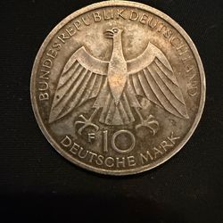 1972 F West Germany 10 Deutsche Mark Munich Olympics coin