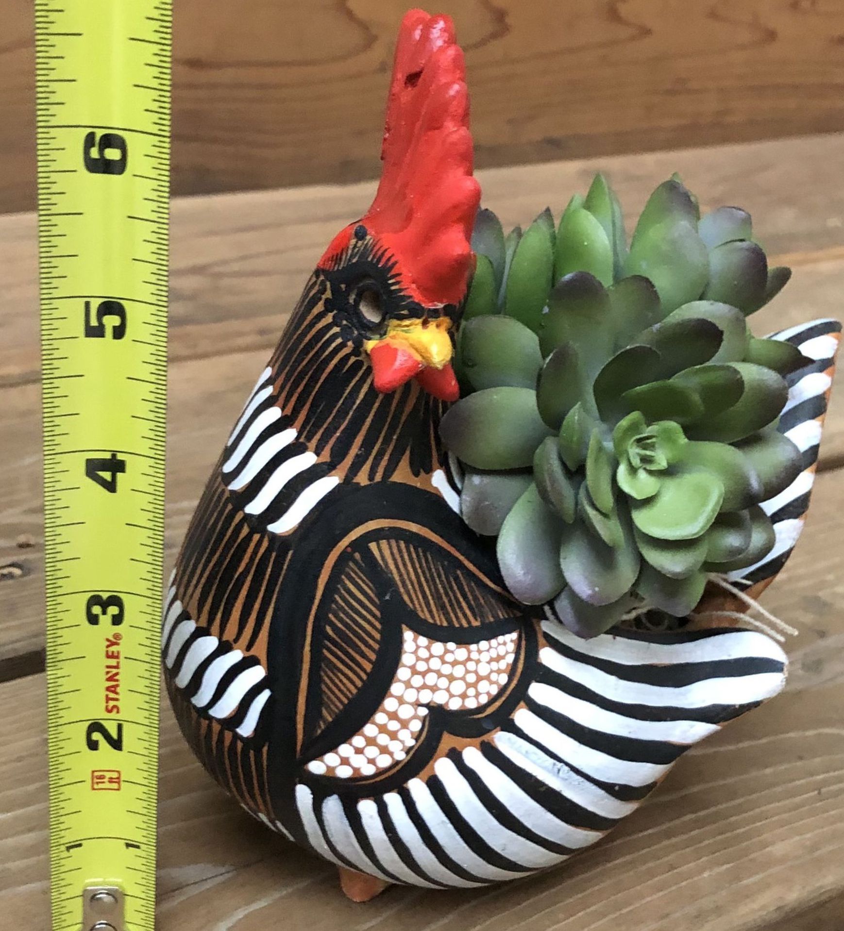 7” Tall Handmade And Hand Painted Rooster Planter $15.00