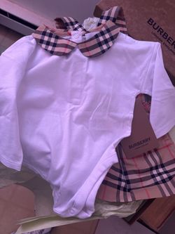 Burberry Girl Baby Bodysuit with Check Collar