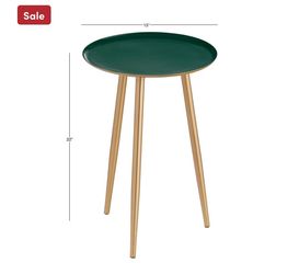 Green Enamel and Gold metal side table