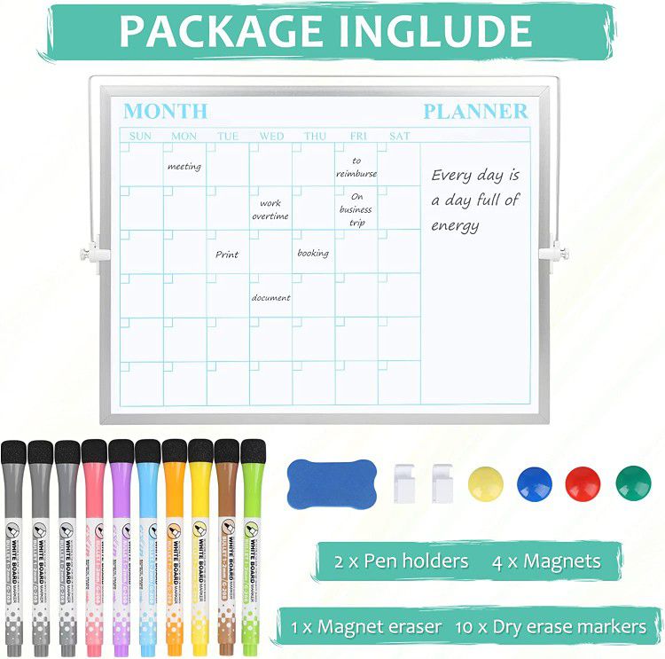 NEW Double-Sided Dry Erase Board, Dry Erase Calendar 16’’x12” Magnetic Desktop Whiteboard w/ Stand