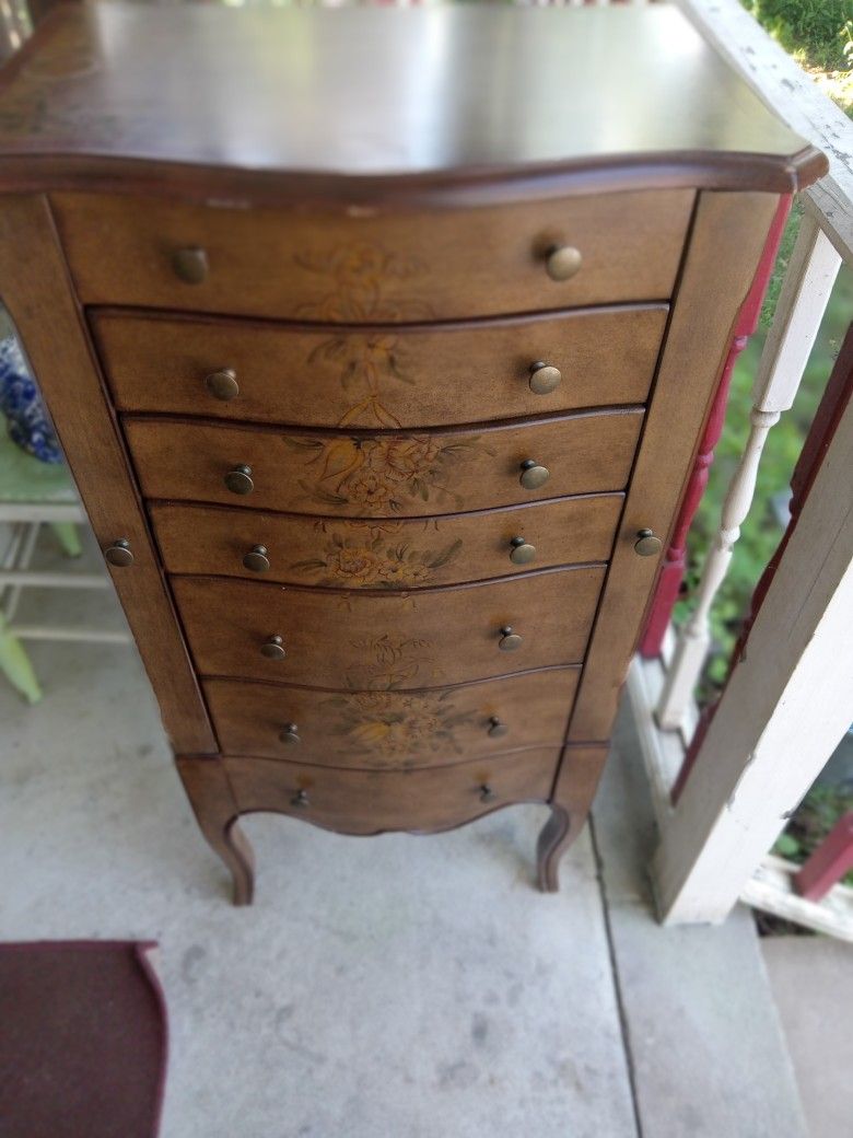 Tall Jewelry Cabinet With Mirror Lid
