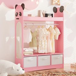 Kids dress up storage with mirror and drawer